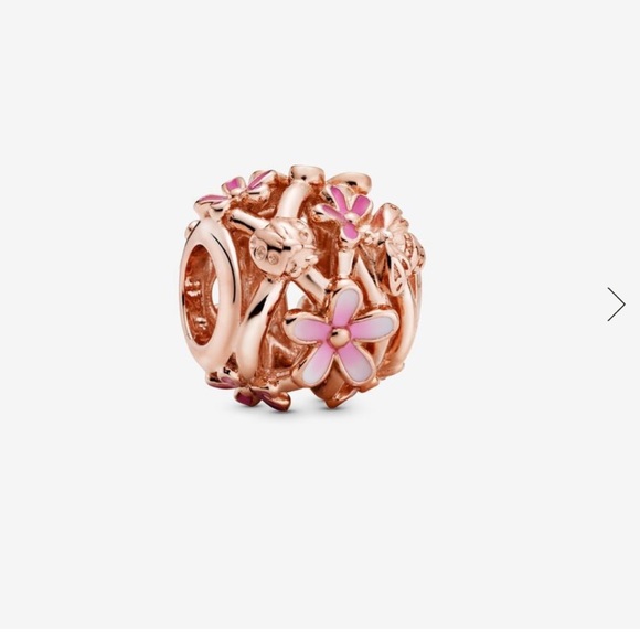 Openwork Pink Daisy Flower Charm - Picture 1 of 2